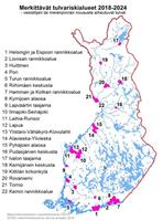 Suomen merkittävät tulvariskialueet 2018 - 2024